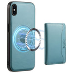 DENIOR For iPhone XS Max 6.5 inch Case Kickstand Cowhide Texture Phone Purse Cover Compatible with MagSafe