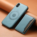 DENIOR For iPhone XS Max 6.5 inch Case Kickstand Cowhide Texture Phone Purse Cover Compatible with MagSafe