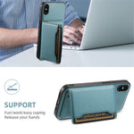 DENIOR For iPhone XS Max 6.5 inch Case Kickstand Cowhide Texture Phone Purse Cover Compatible with MagSafe