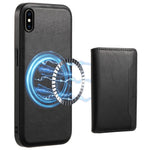 DENIOR For iPhone XS Max 6.5 inch Case Kickstand Cowhide Texture Phone Purse Cover Compatible with MagSafe