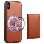 DENIOR For iPhone XS Max 6.5 inch Case Kickstand Cowhide Texture Phone Purse Cover Compatible with MagSafe