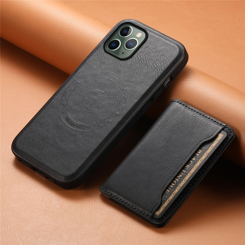 DENIOR For iPhone 11 Pro Magnetic Phone Case PU Leather+PC+TPU Card Holder Back Cover