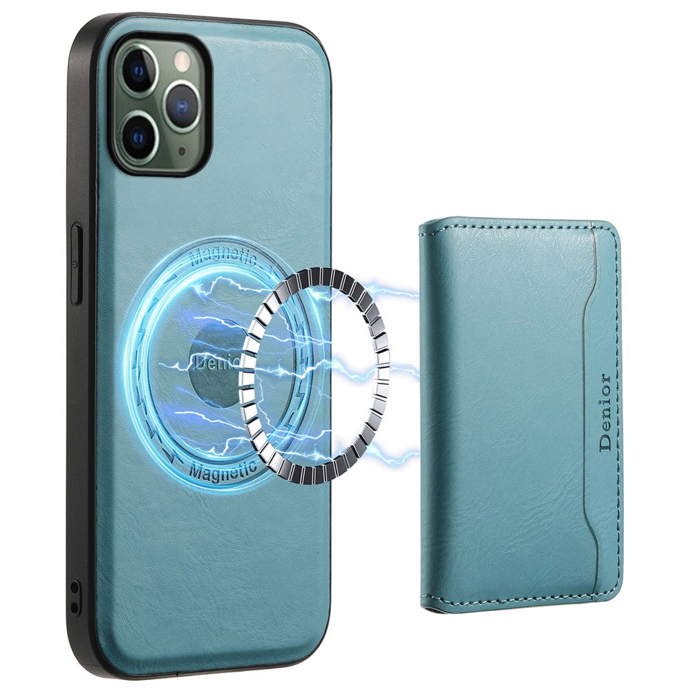 DENIOR For iPhone 11 Pro Magnetic Phone Case PU Leather+PC+TPU Card Holder Back Cover