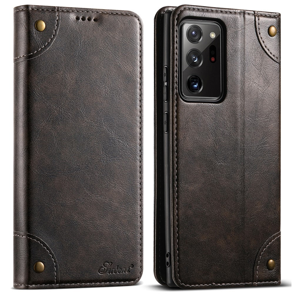 SUTENI For Samsung Galaxy Note20 Ultra / Note20 Ultra 5G Case Leather+TPU Card Holder Phone Cover