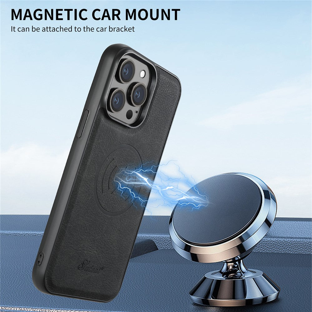SUTENI H17 Leather Case for iPhone 12 Pro 6.1 inch Cover Anti-fall Card Holder Shell Compatible with MagSafe