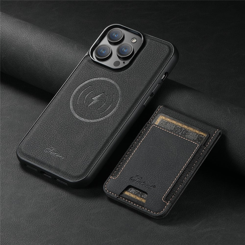 SUTENI H17 Leather Case for iPhone 12 Pro 6.1 inch Cover Anti-fall Card Holder Shell Compatible with MagSafe