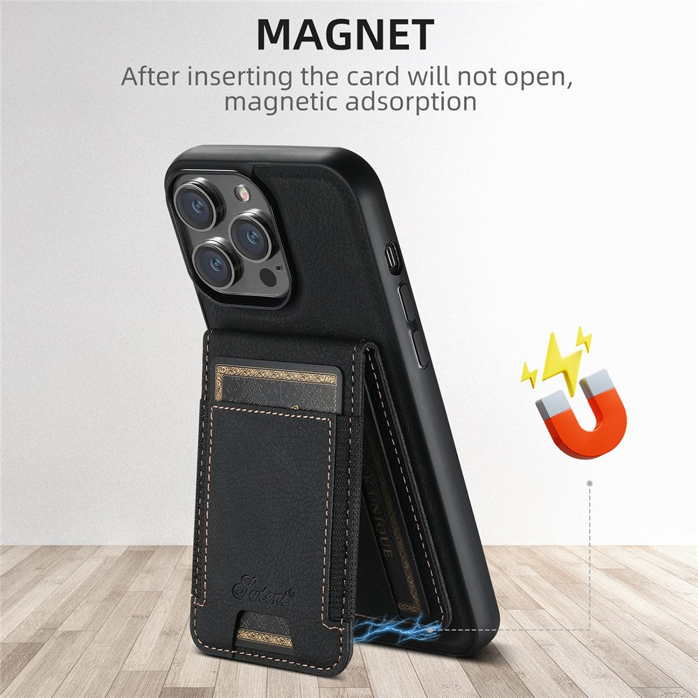 SUTENI H17 Leather Case for iPhone 12 Pro 6.1 inch Cover Anti-fall Card Holder Shell Compatible with MagSafe
