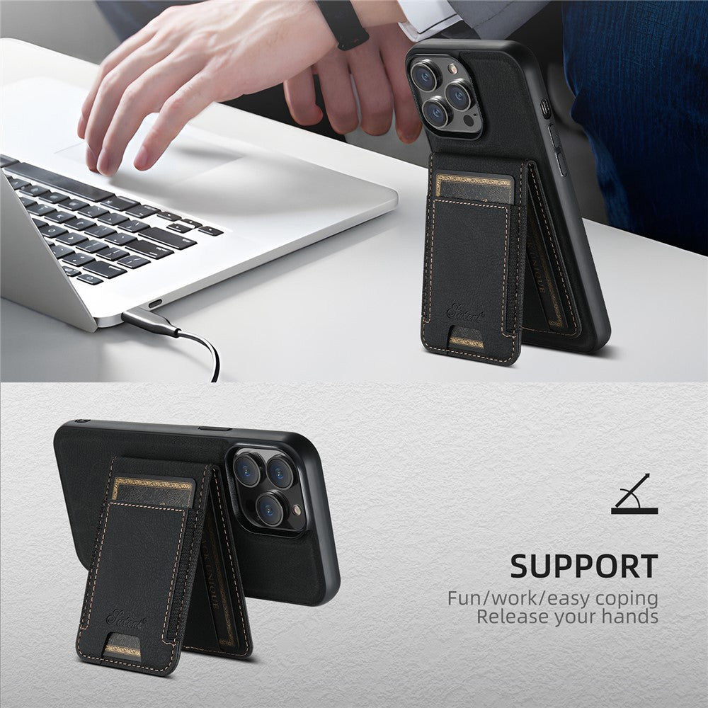 SUTENI H17 Leather Case for iPhone 12 Pro 6.1 inch Cover Anti-fall Card Holder Shell Compatible with MagSafe