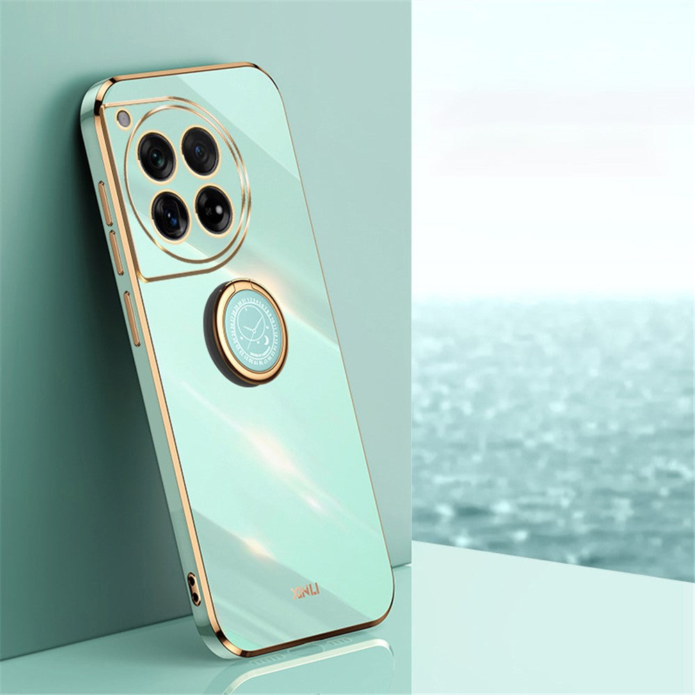 XINLI For OnePlus 12 5G Case Electroplaing TPU Cover with Ring Kickstand