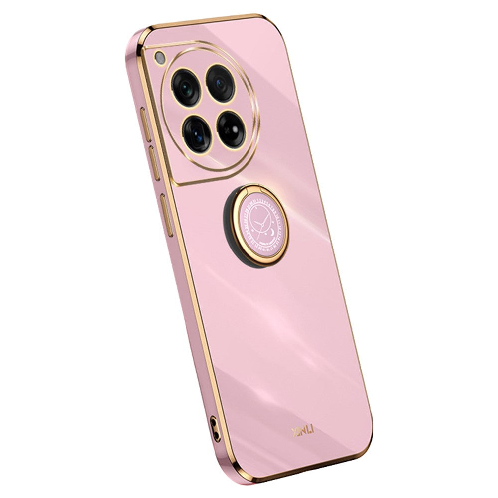 XINLI For OnePlus 12 5G Case Electroplaing TPU Cover with Ring Kickstand