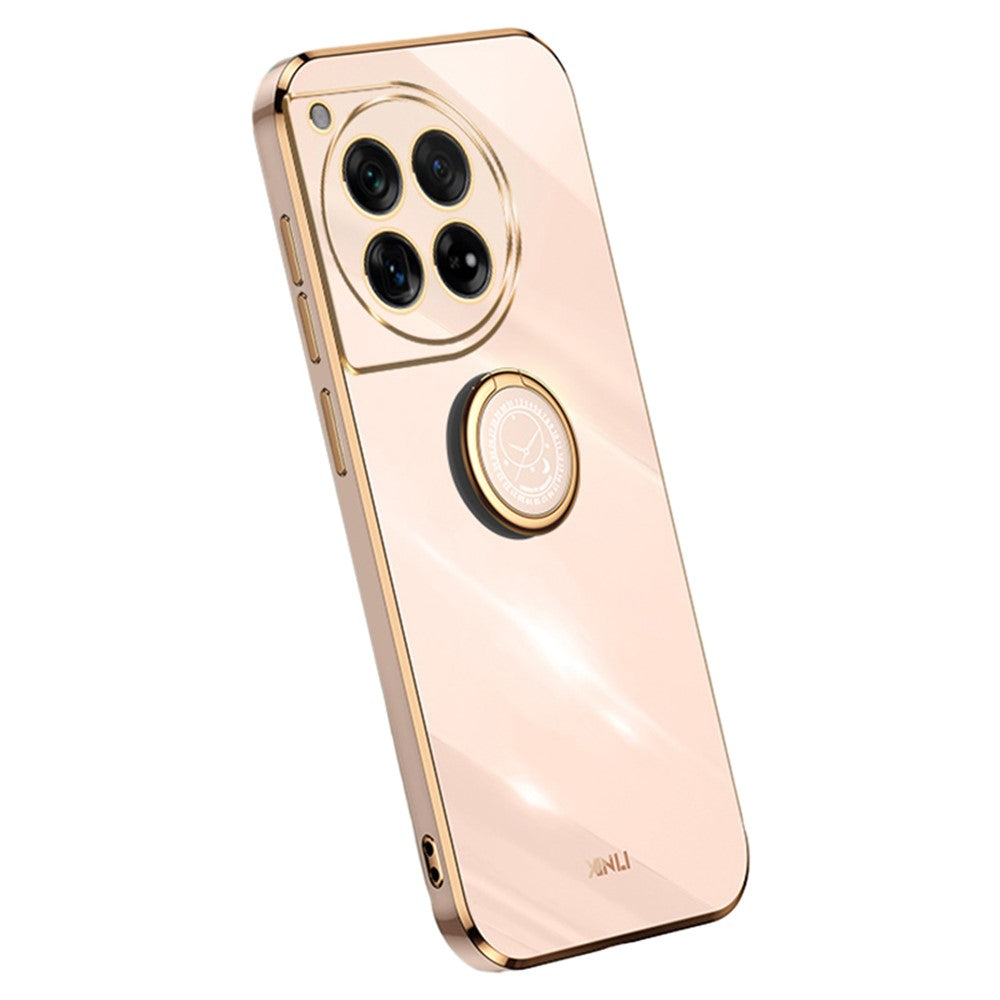 XINLI For OnePlus 12 5G Case Electroplaing TPU Cover with Ring Kickstand