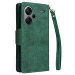 For Xiaomi Redmi Note 13 Pro+ 5G Case Rivet Decor PU Leather Wrist Strap Phone Cover