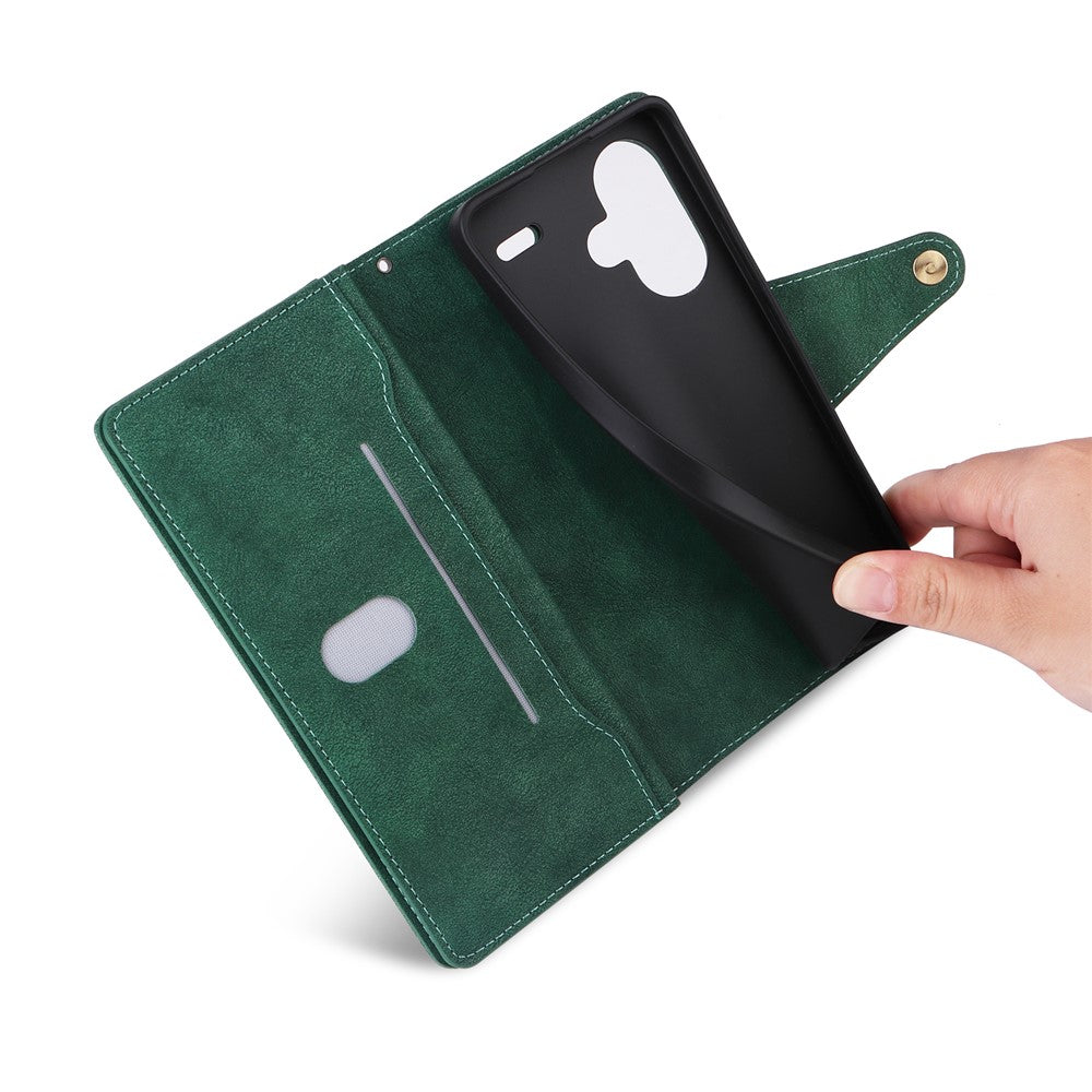For Xiaomi Redmi Note 13 Pro+ 5G Case Rivet Decor PU Leather Wrist Strap Phone Cover