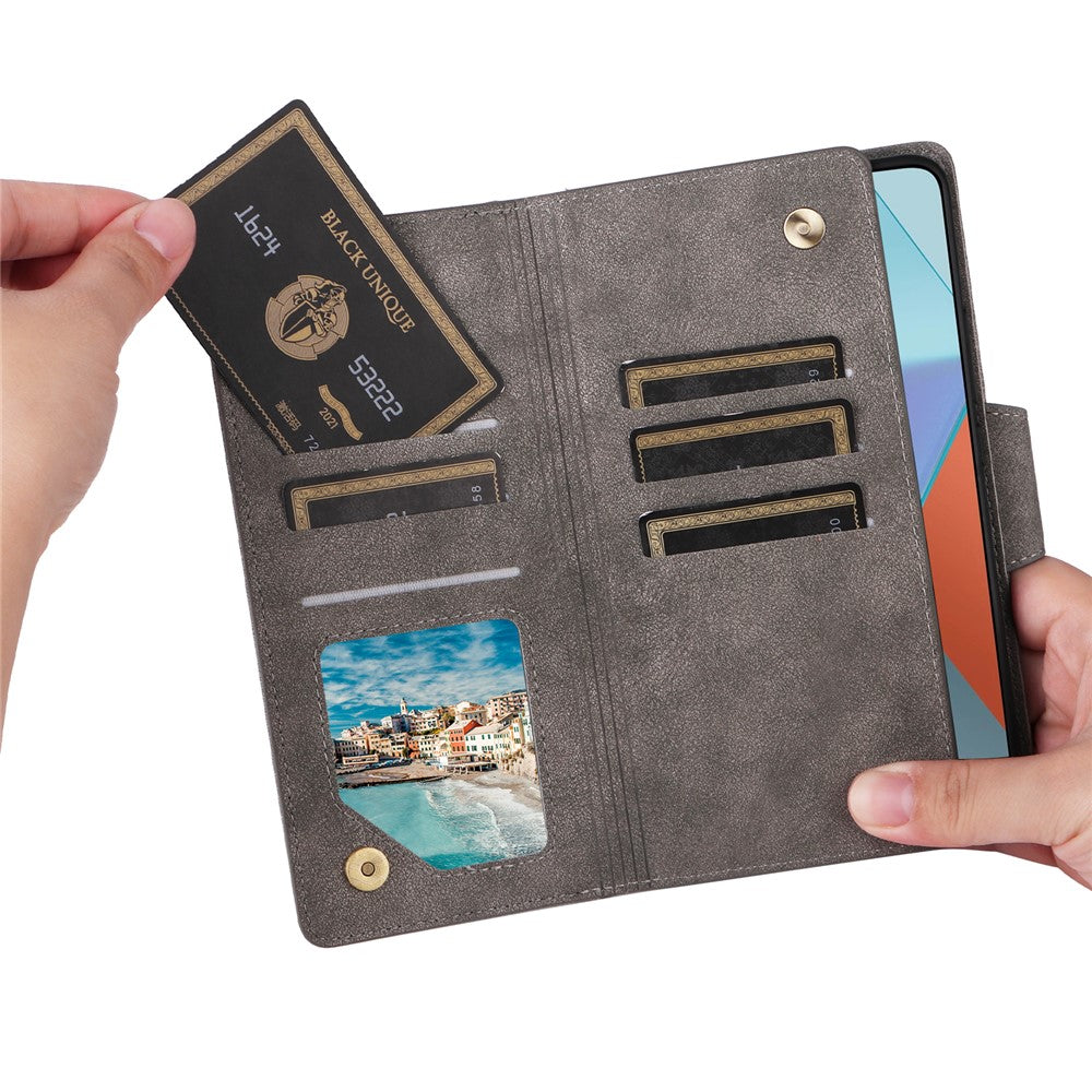 For Xiaomi Redmi Note 13 Pro 5G / Poco X6 5G Zipper Case PU Leather Stand Flip Phone Cover