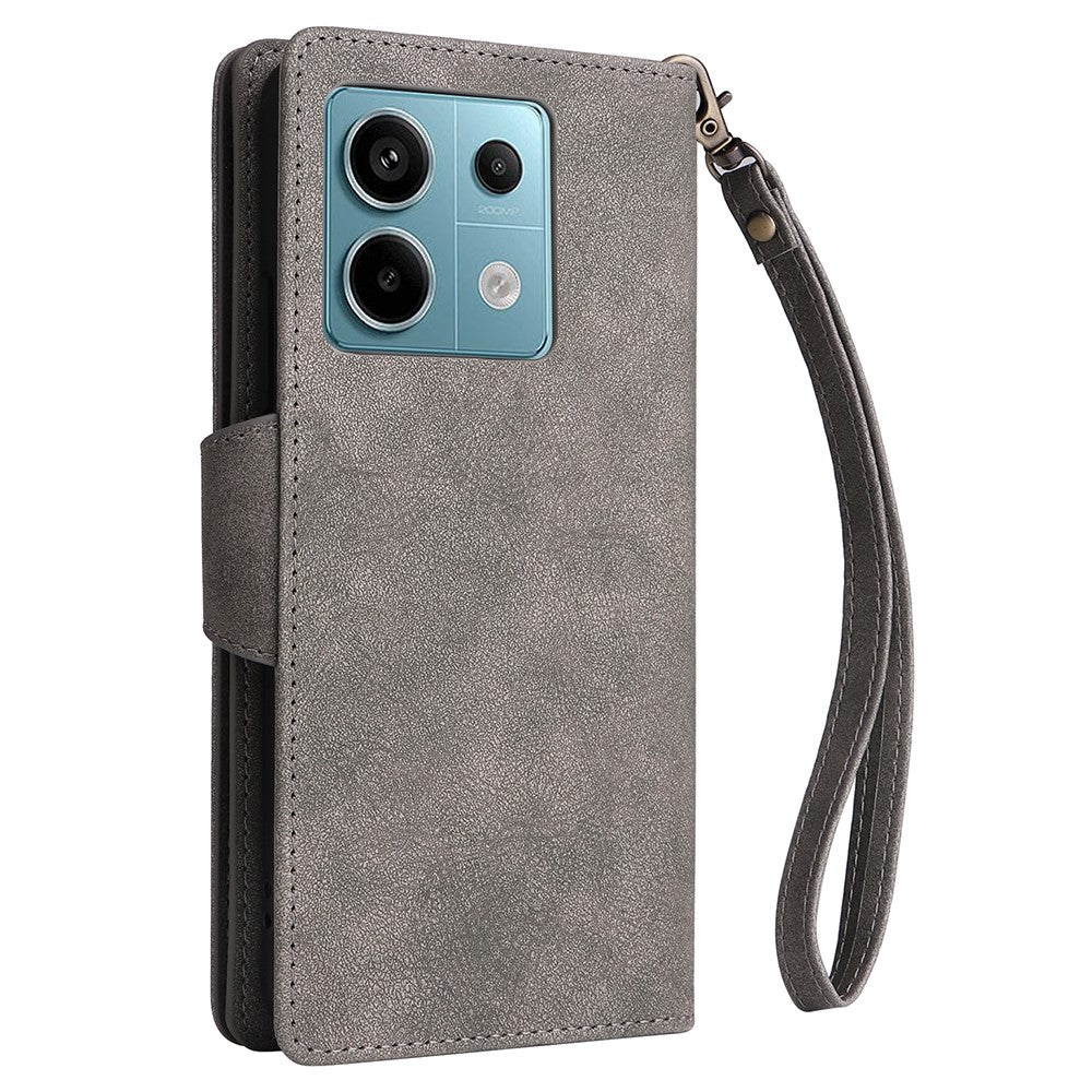 For Xiaomi Redmi Note 13 Pro 5G / Poco X6 5G Zipper Case PU Leather Stand Flip Phone Cover