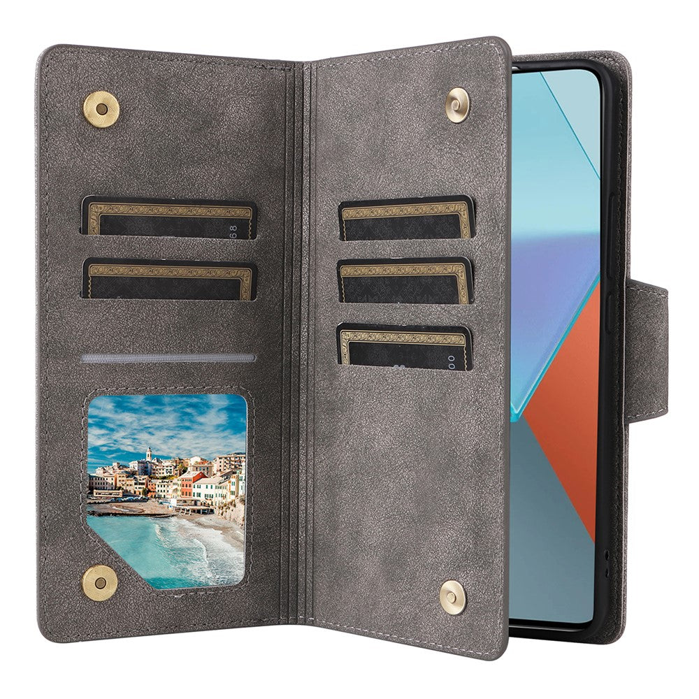 PU-lædercover med lynlås, stativ og flip-funktion til Xiaomi Redmi Note 13 Pro 5G / Poco X6 5G