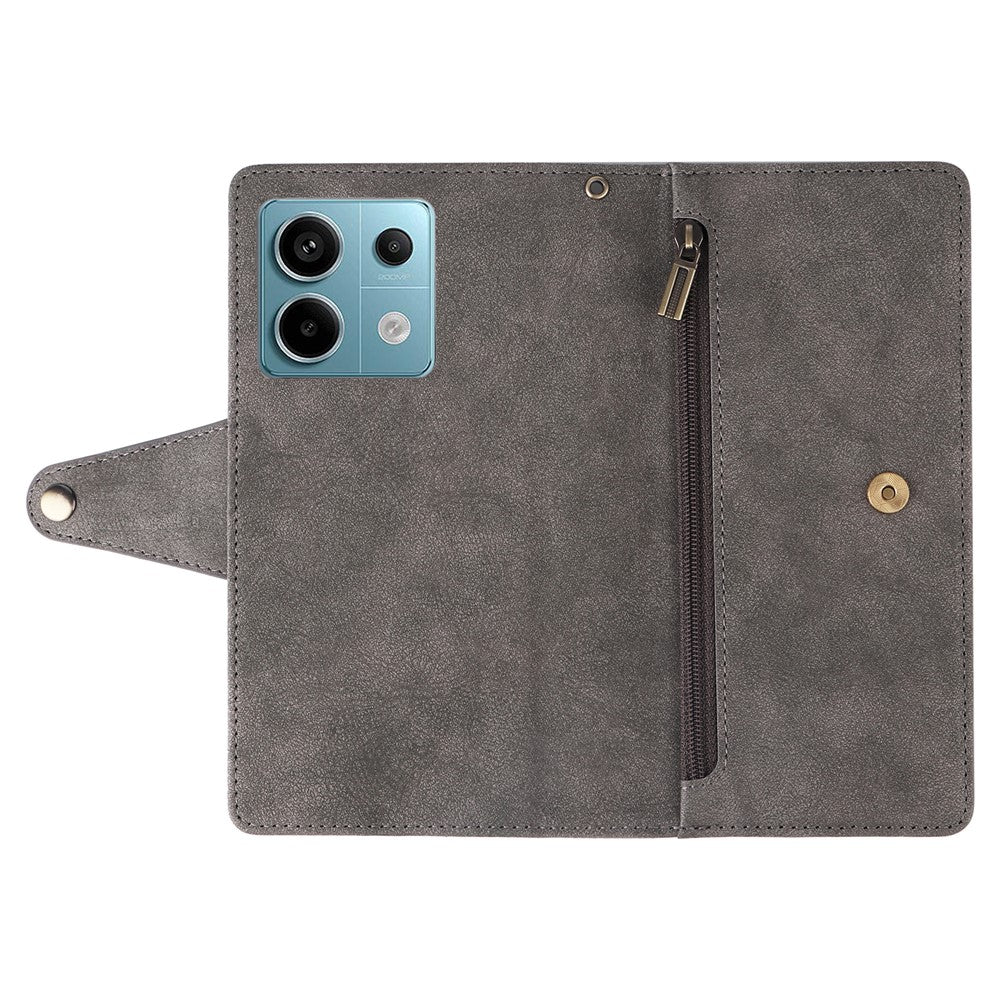 PU-lædercover med lynlås, stativ og flip-funktion til Xiaomi Redmi Note 13 Pro 5G / Poco X6 5G