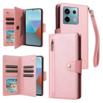 For Xiaomi Redmi Note 13 Pro 5G / Poco X6 5G Zipper Case PU Leather Stand Flip Phone Cover
