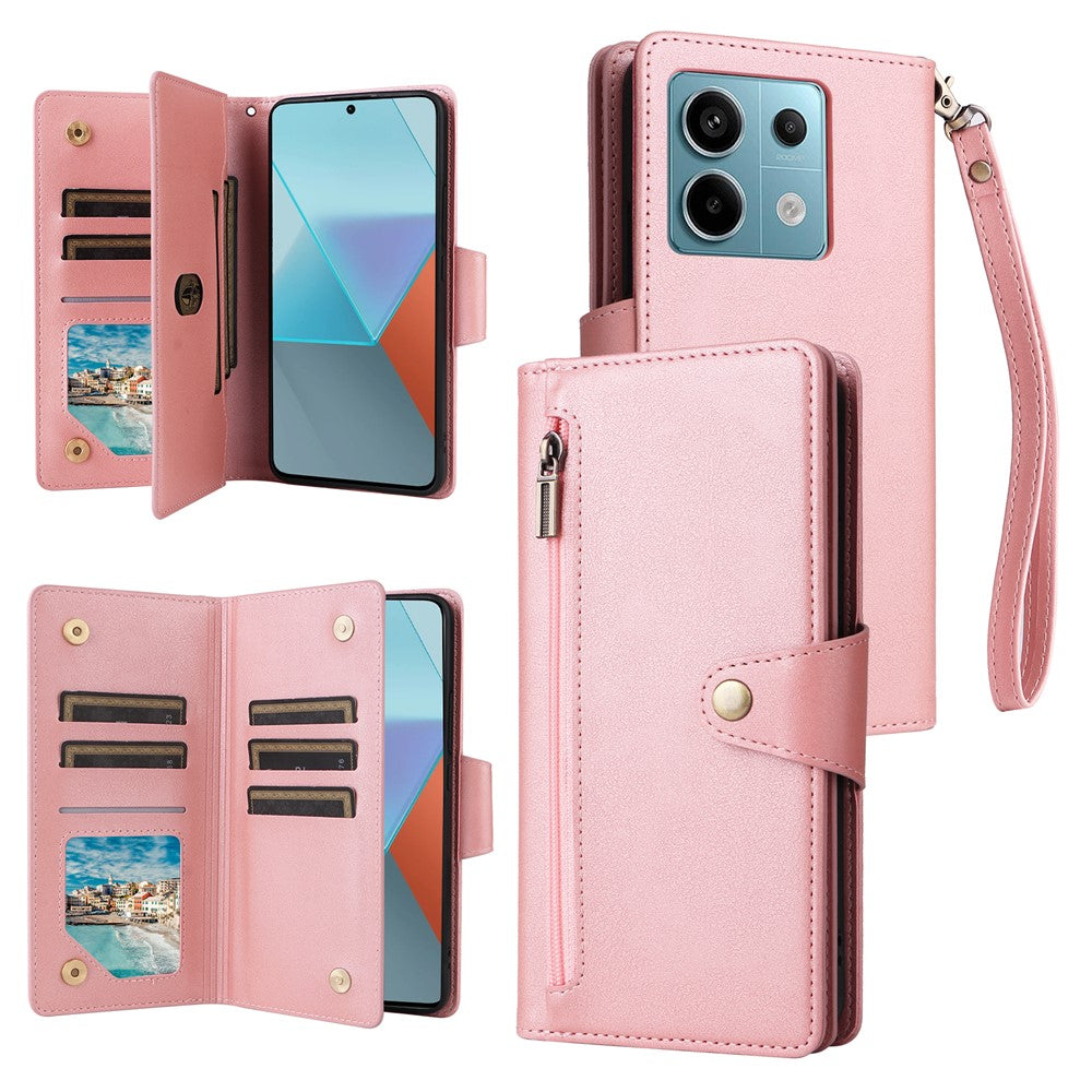For Xiaomi Redmi Note 13 Pro 5G / Poco X6 5G Zipper Case PU Leather Stand Flip Phone Cover
