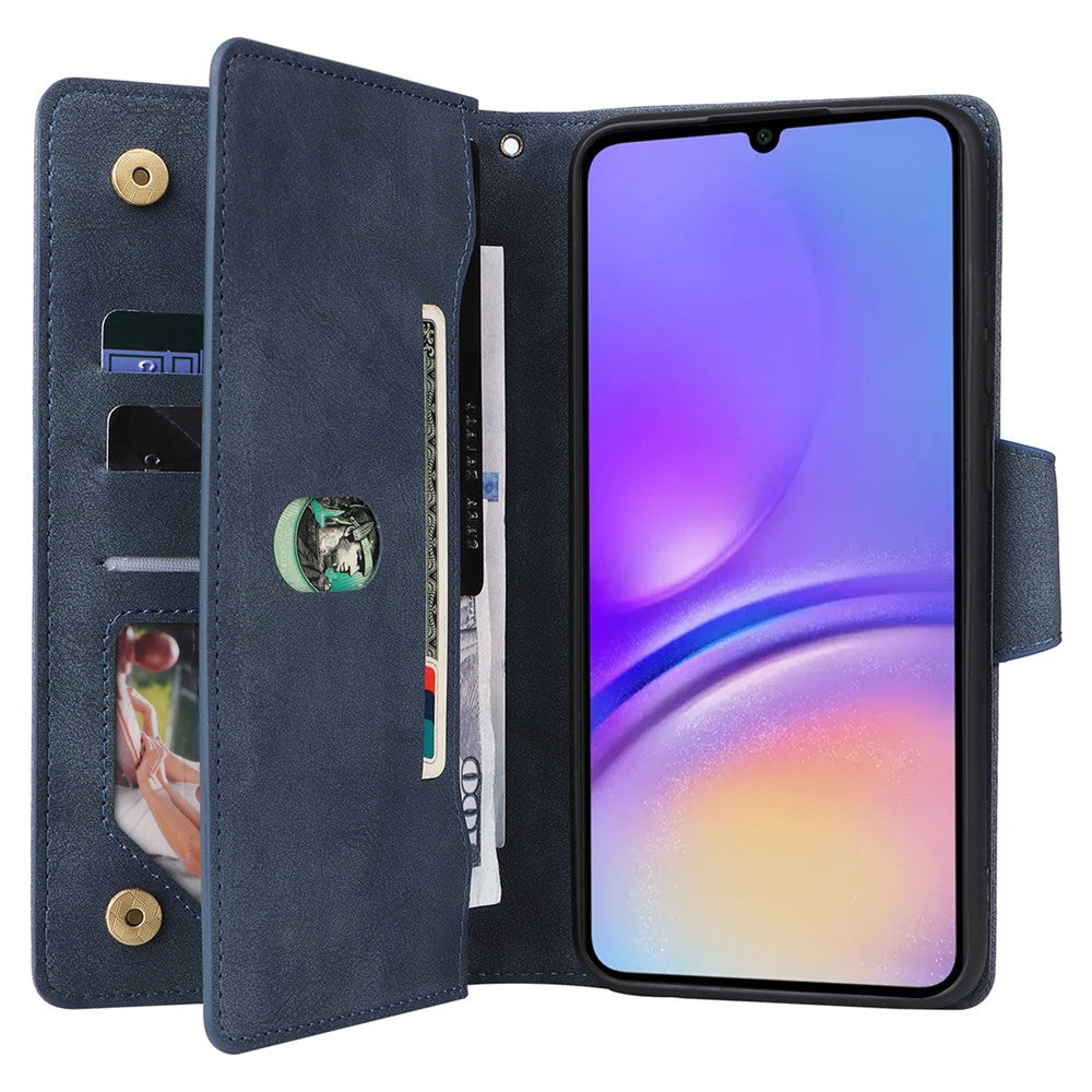 Til Samsung Galaxy A05 4G Læder Taske Pung Lynlås Lomme Telefon Cover Nitte Dekoration