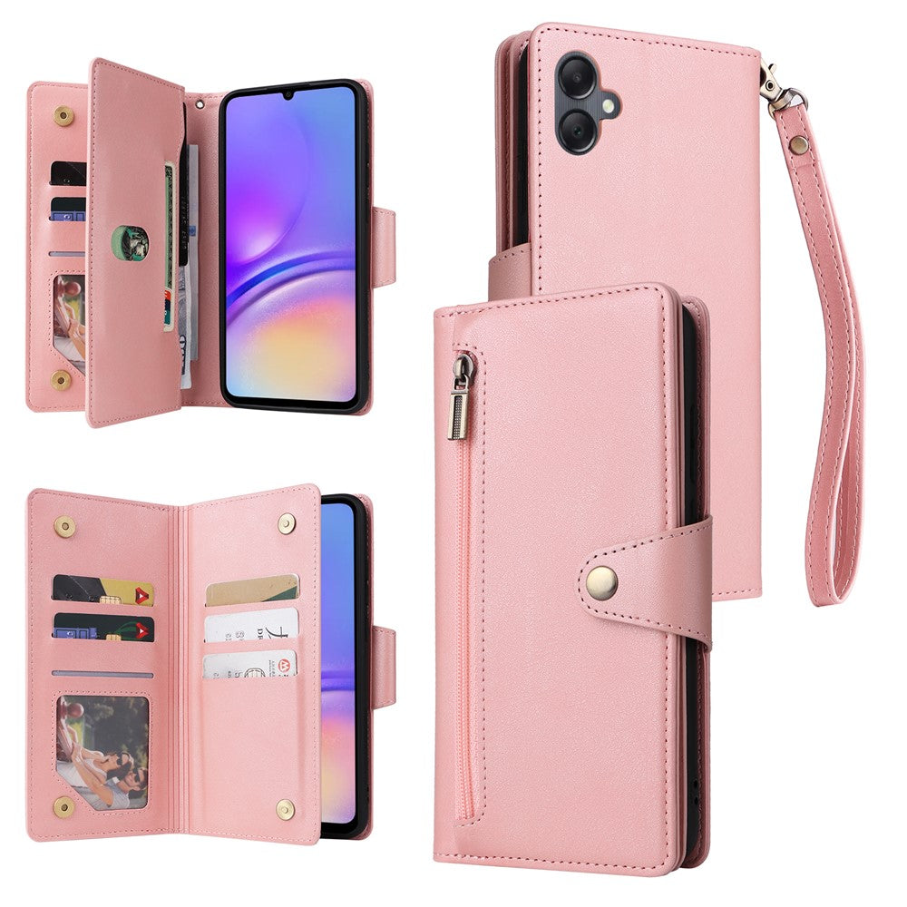 Til Samsung Galaxy A05 4G Læder Taske Pung Lynlås Lomme Telefon Cover Nitte Dekoration