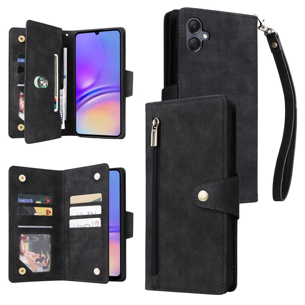 Til Samsung Galaxy A05 4G Læder Taske Pung Lynlås Lomme Telefon Cover Nitte Dekoration