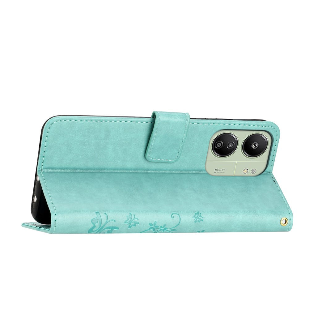 For Xiaomi Redmi 13C 4G / 5G / 13R 5G / Poco M6 5G / Poco C65 4G Leather Case Butterfly Phone Wallet Cover
