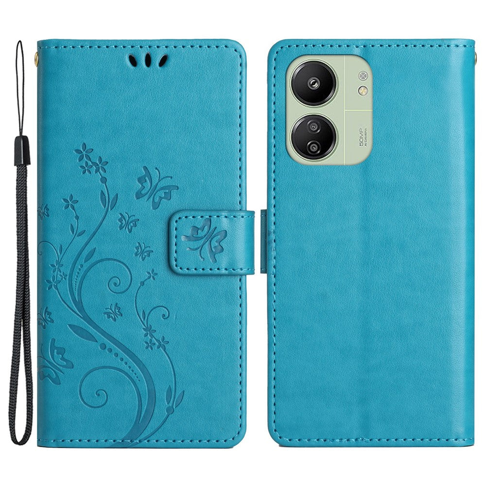 For Xiaomi Redmi 13C 4G / 5G / 13R 5G / Poco M6 5G / Poco C65 4G Leather Case Butterfly Phone Wallet Cover