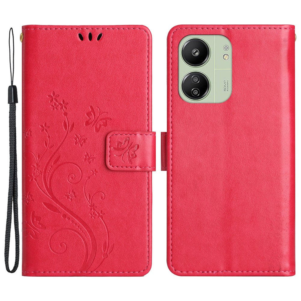 For Xiaomi Redmi 13C 4G / 5G / 13R 5G / Poco M6 5G / Poco C65 4G Leather Case Butterfly Phone Wallet Cover