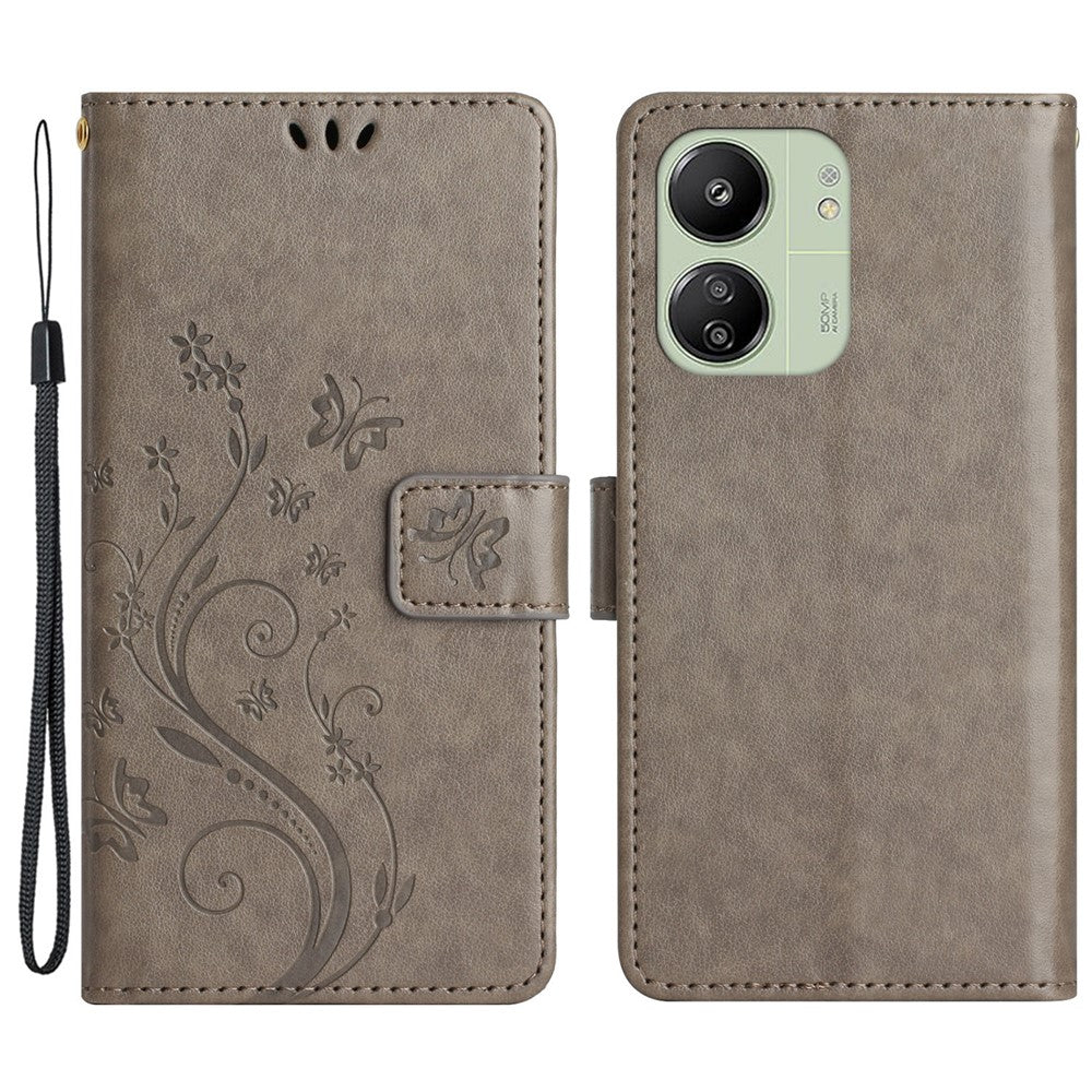 For Xiaomi Redmi 13C 4G / 5G / 13R 5G / Poco M6 5G / Poco C65 4G Leather Case Butterfly Phone Wallet Cover