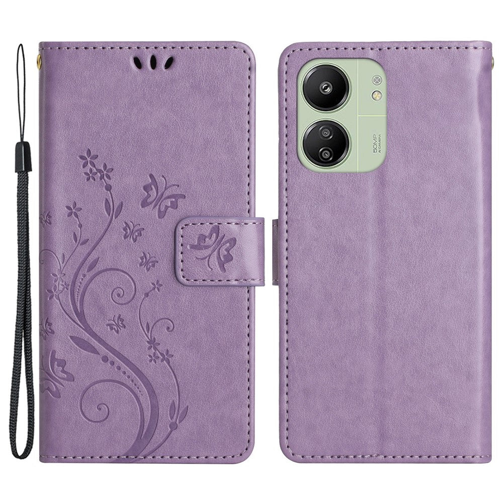For Xiaomi Redmi 13C 4G / 5G / 13R 5G / Poco M6 5G / Poco C65 4G Leather Case Butterfly Phone Wallet Cover