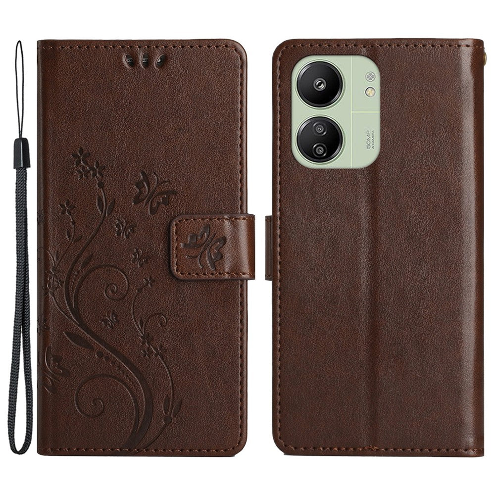 For Xiaomi Redmi 13C 4G / 5G / 13R 5G / Poco M6 5G / Poco C65 4G Leather Case Butterfly Phone Wallet Cover