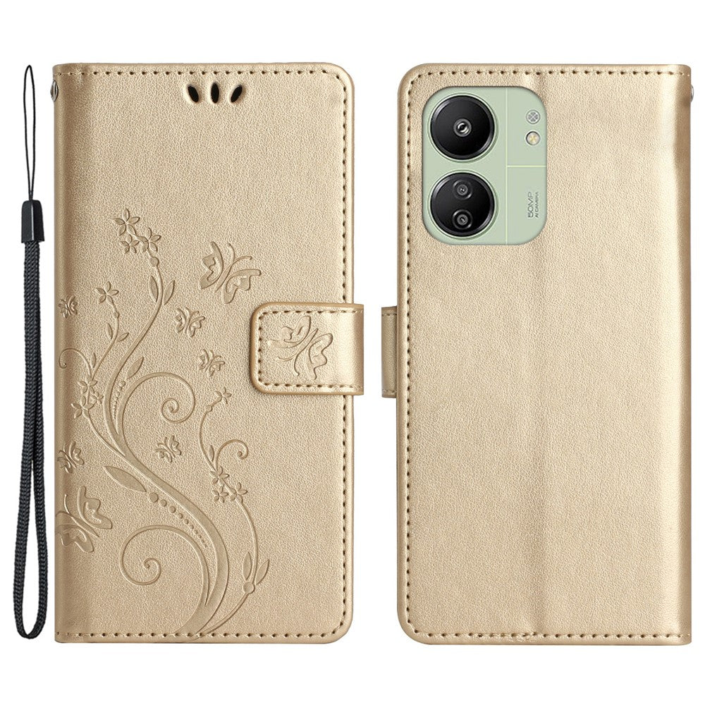 For Xiaomi Redmi 13C 4G / 5G / 13R 5G / Poco M6 5G / Poco C65 4G Leather Case Butterfly Phone Wallet Cover