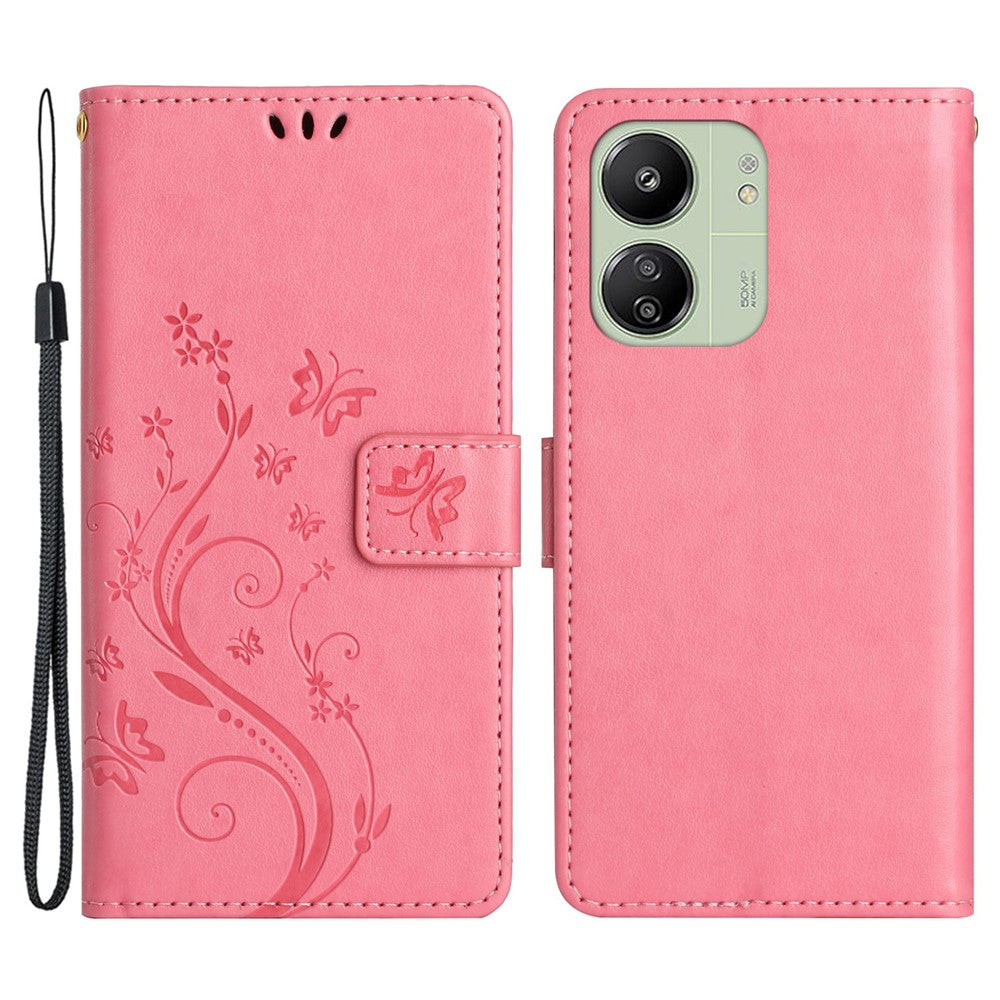 For Xiaomi Redmi 13C 4G / 5G / 13R 5G / Poco M6 5G / Poco C65 4G Leather Case Butterfly Phone Wallet Cover
