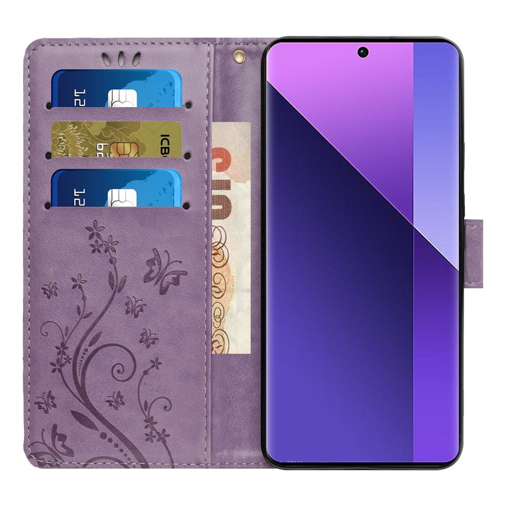 For Xiaomi Redmi Note 13 5G Case Butterfly Pattern PU Leather Wallet Phone Cover