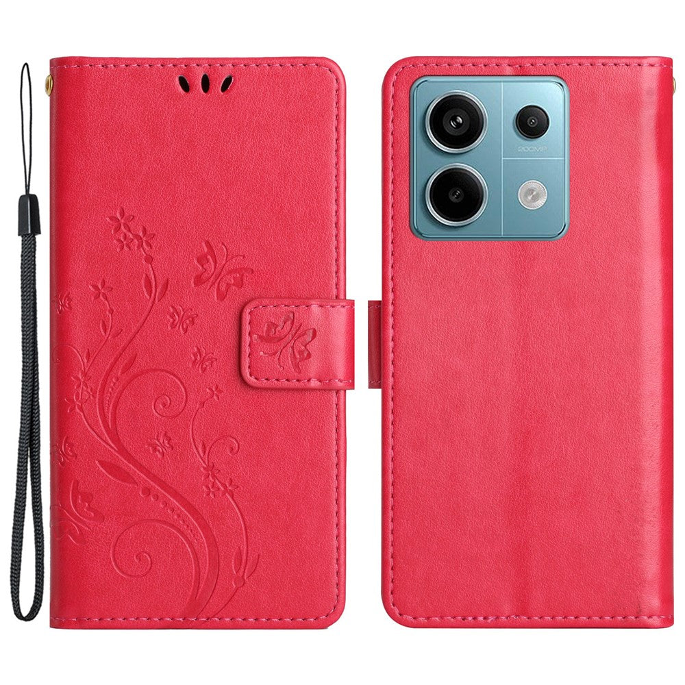 Xiaomi Redmi Note 13 Pro 5G / Poco X6 5G-skal i läder med plånbok och fjärilstryck
