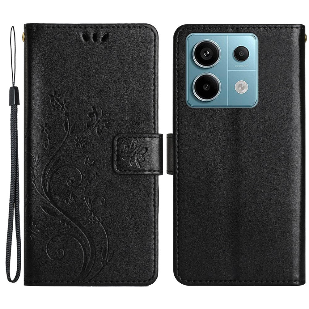 Xiaomi Redmi Note 13 Pro 5G / Poco X6 5G-skal i läder med plånbok och fjärilstryck