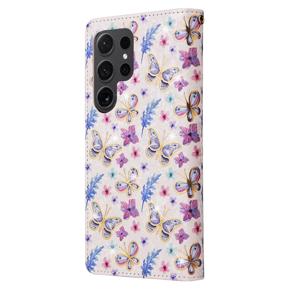 For Samsung Galaxy S24 Ultra Lacquered Flower Leather Phone Wallet Cover