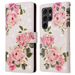 For Samsung Galaxy S24 Ultra Lacquered Flower Leather Phone Wallet Cover