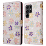 For Samsung Galaxy S24 Ultra Lacquered Flower Leather Phone Wallet Cover
