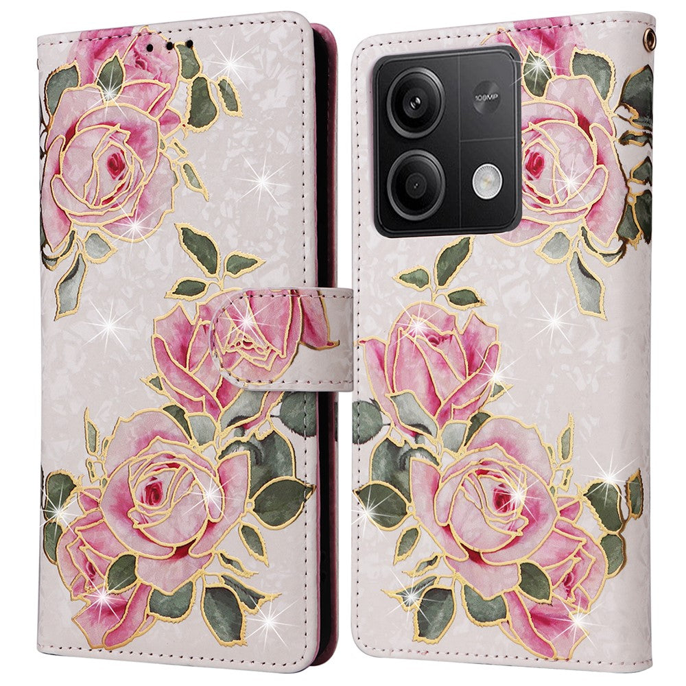 For Xiaomi Redmi Note 13 5G Wallet Case RFID Blocking Lacquered Leather Cover