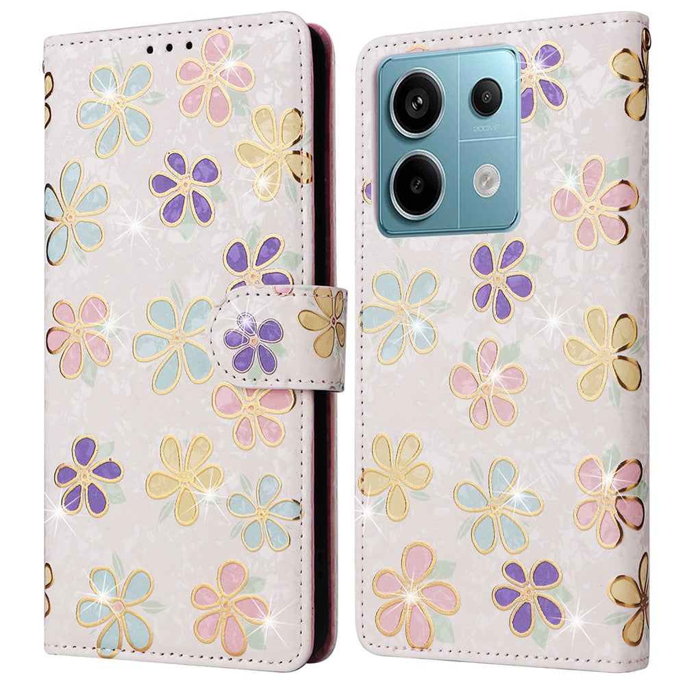 Xiaomi Redmi Note 13 Pro 5G / Poco X6 5G-skal Lackerat blommigt läderplånboksfodral