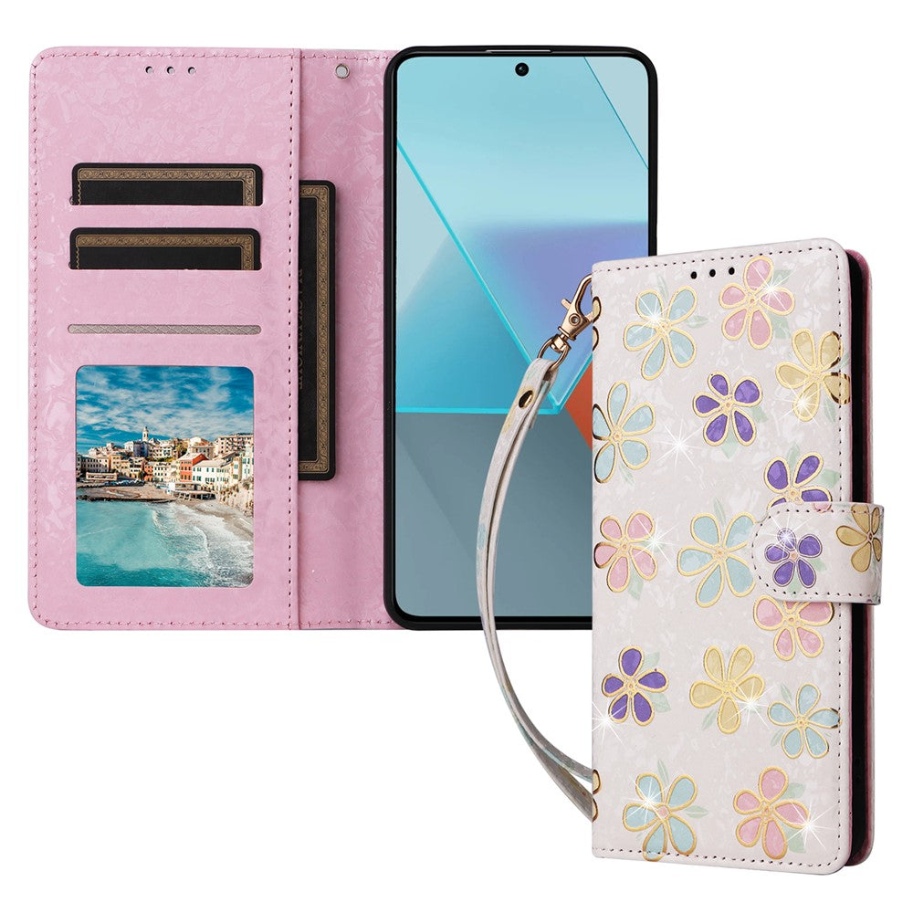 For Xiaomi Redmi Note 13 Pro 5G / Poco X6 5G Case Lacquered Flower Leather Wallet Phone Cover