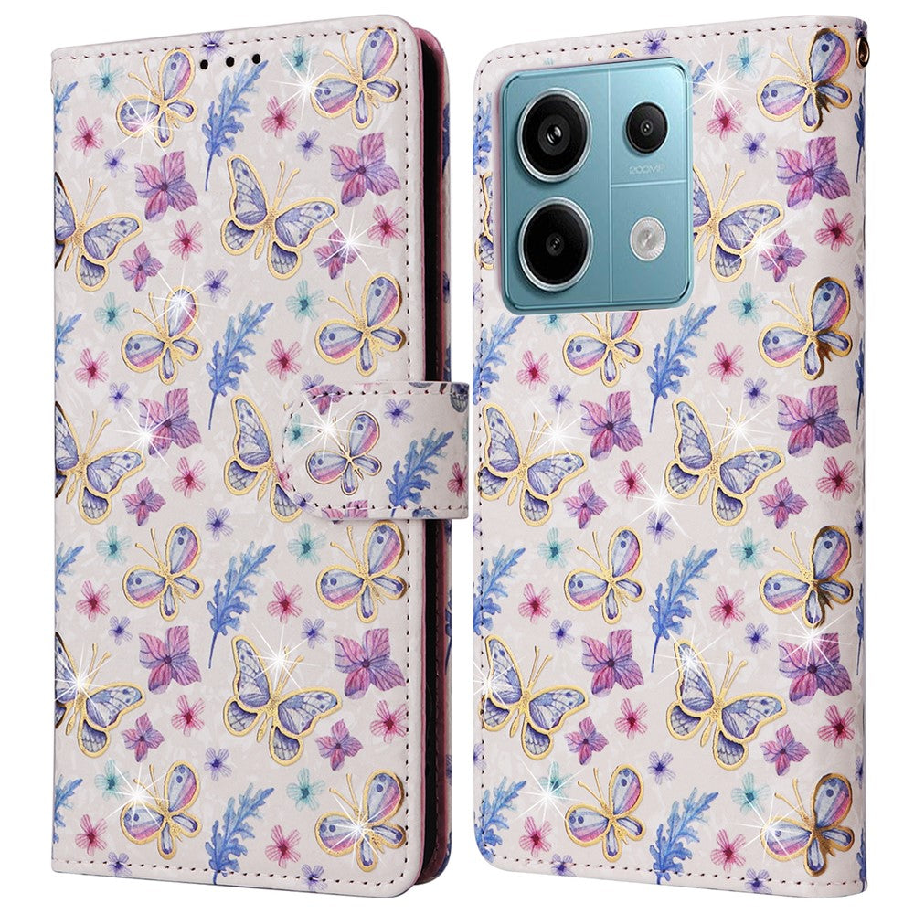 Xiaomi Redmi Note 13 Pro 5G / Poco X6 5G-skal Lackerat blommigt läderplånboksfodral