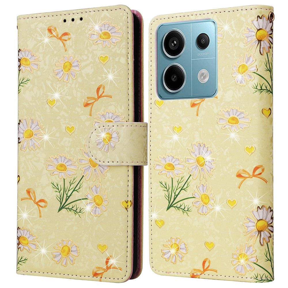 Xiaomi Redmi Note 13 Pro 5G / Poco X6 5G-skal Lackerat blommigt läderplånboksfodral