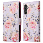 For Samsung Galaxy S23 FE Case PU Leather Lacquered Flower Stand Wallet Phone Cover