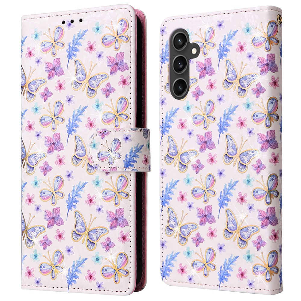 For Samsung Galaxy S23 FE Case PU Leather Lacquered Flower Stand Wallet Phone Cover