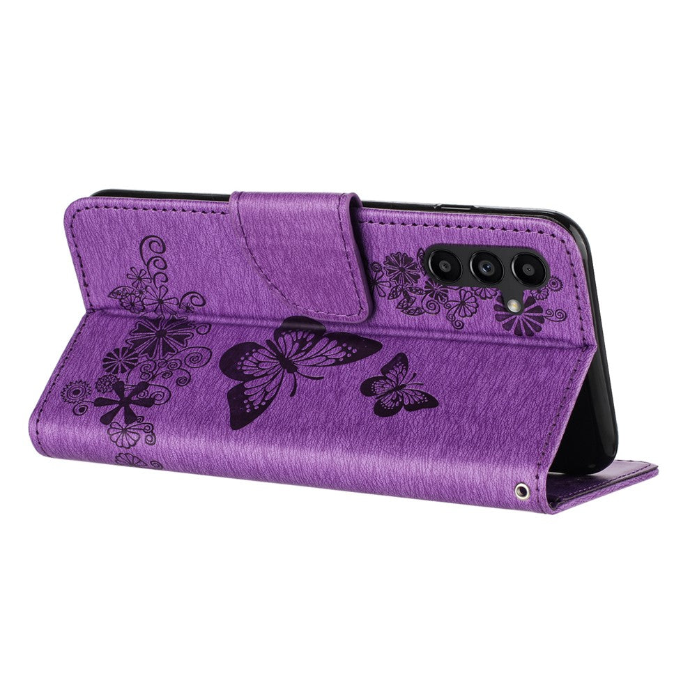 For Samsung Galaxy A15 5G Wallet Case PU Leather Butterflies Flower Phone Cover