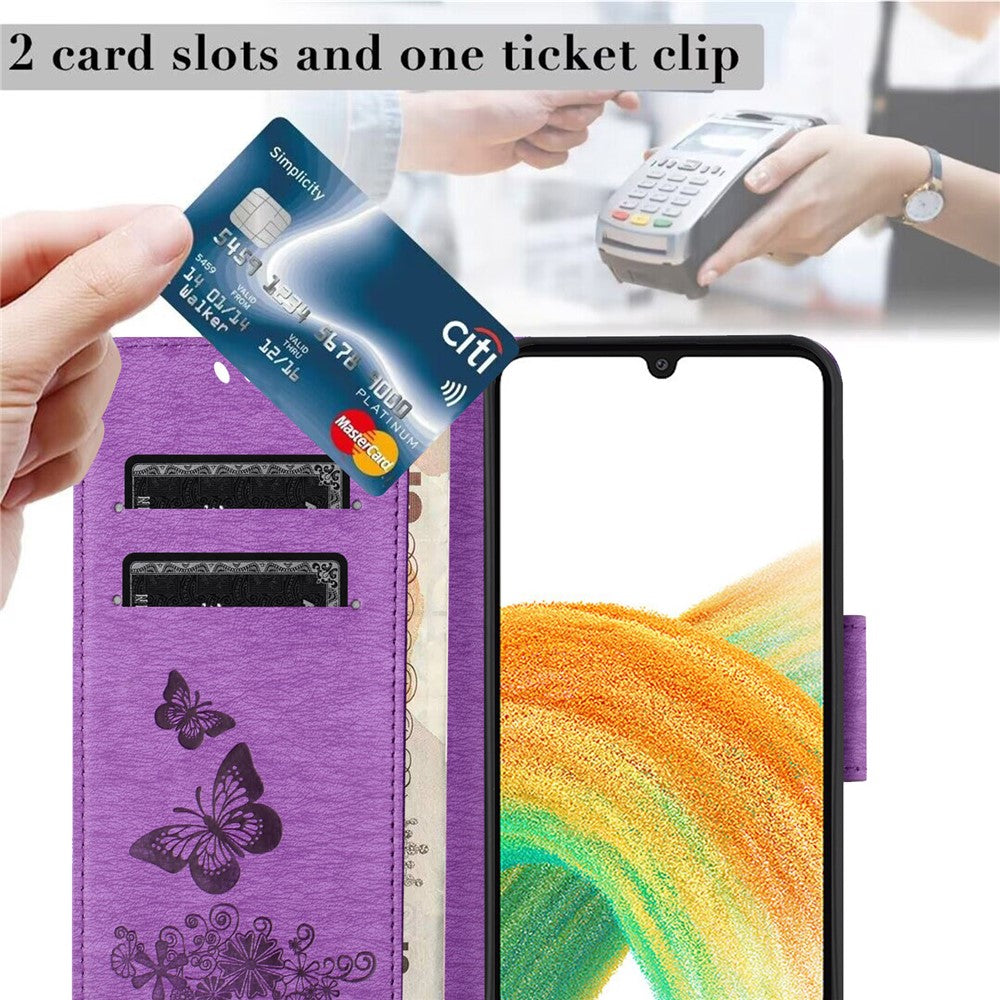 For Samsung Galaxy A15 5G Wallet Case PU Leather Butterflies Flower Phone Cover