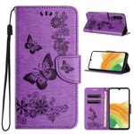 For Samsung Galaxy A15 5G Wallet Case PU Leather Butterflies Flower Phone Cover